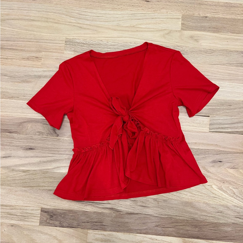 Red ruffle crop top